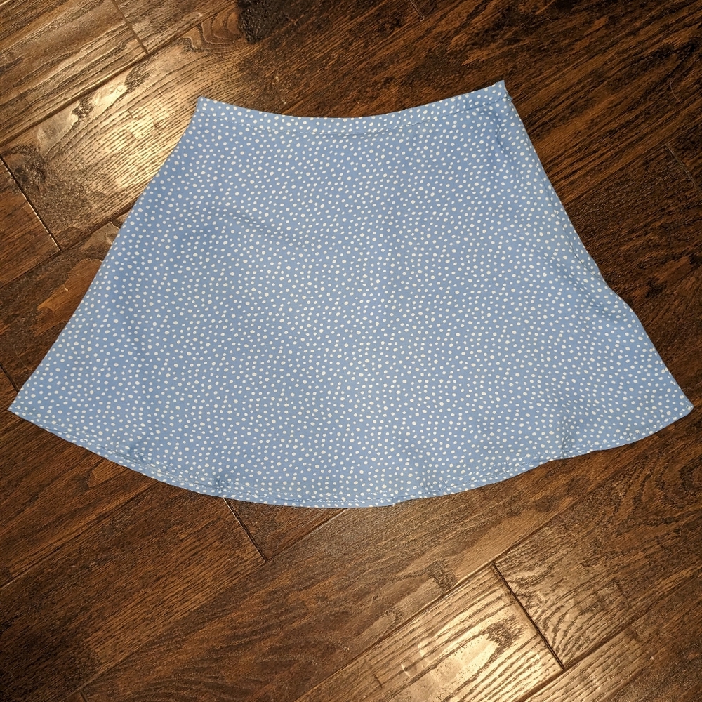 NWT Olivaceous Cruel Summer Mini Skirt Blue Polka Dot